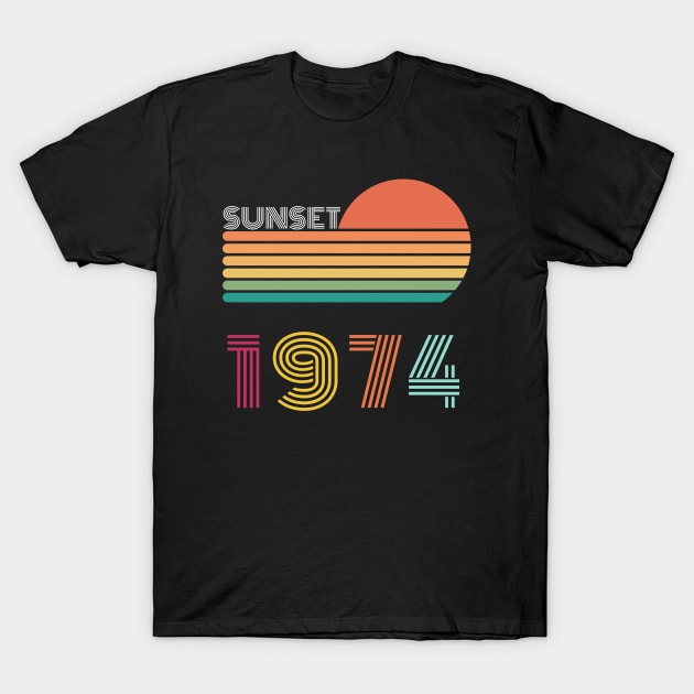 Sunset Retro Vintage 1974 T-Shirt by Happysphinx